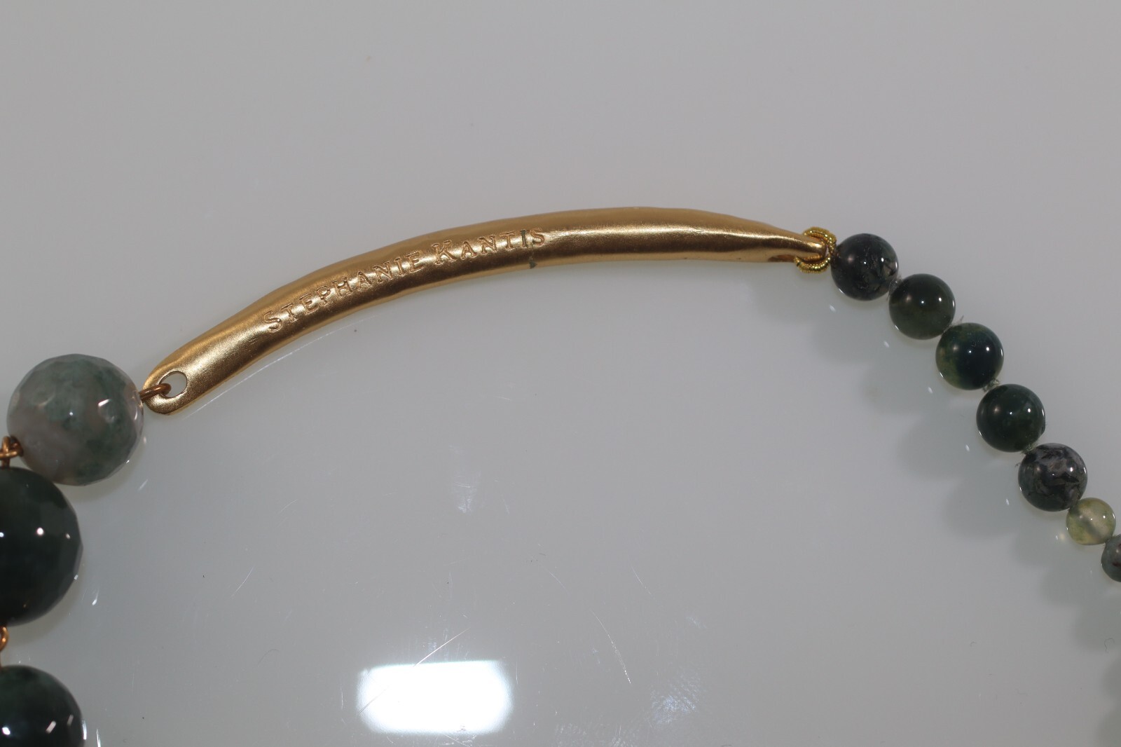 Stephanie Kantis Designer 24K Gold Plate green stone necklace