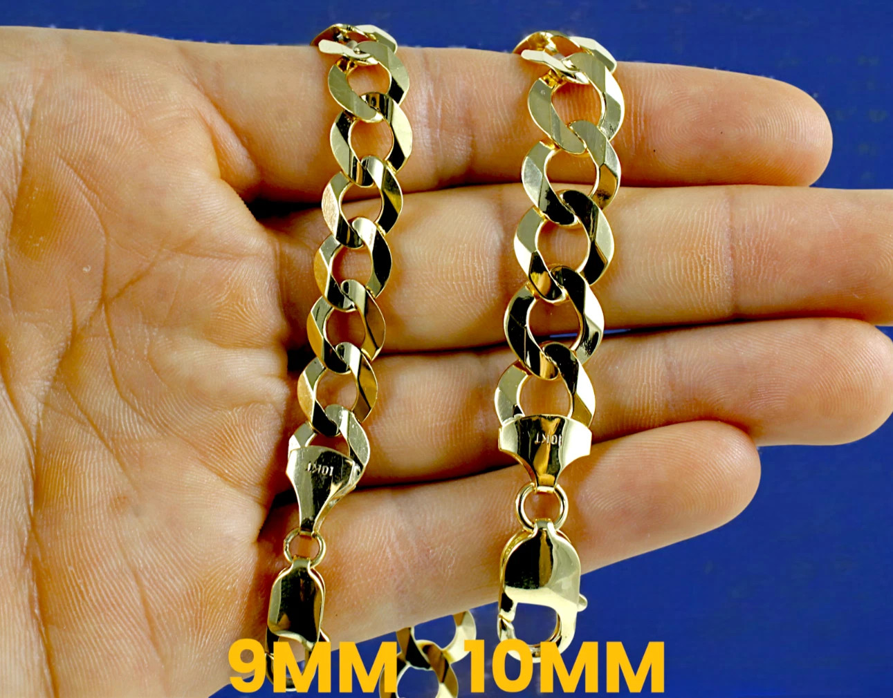 10K Yellow Gold 2.5mm-14mm Solid Curb Cuban Chain Link Bracelet All Sizes Real