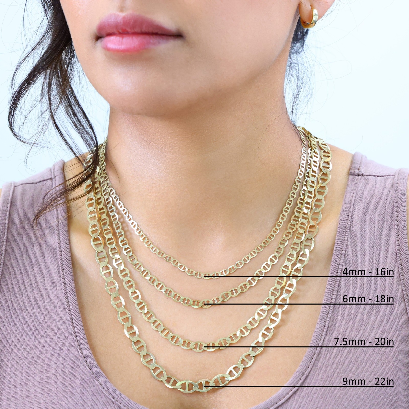 10K Yellow Gold Solid 2mm-9mm Mariner Anchor Link Chain Necklace Bracelet 7″-30″
