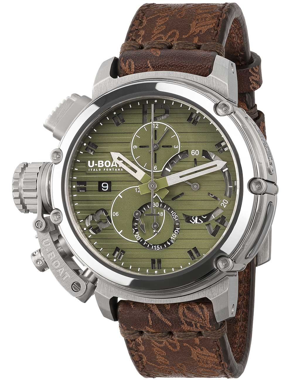 U-Boat 9591 Mens Watch Chimera 46mm Chrono SS Green Automatic 10ATM