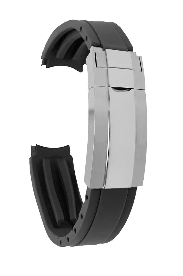 20mm Curved End Silicone Watch Band Rubber Strap for Rolex with Clasp or Without