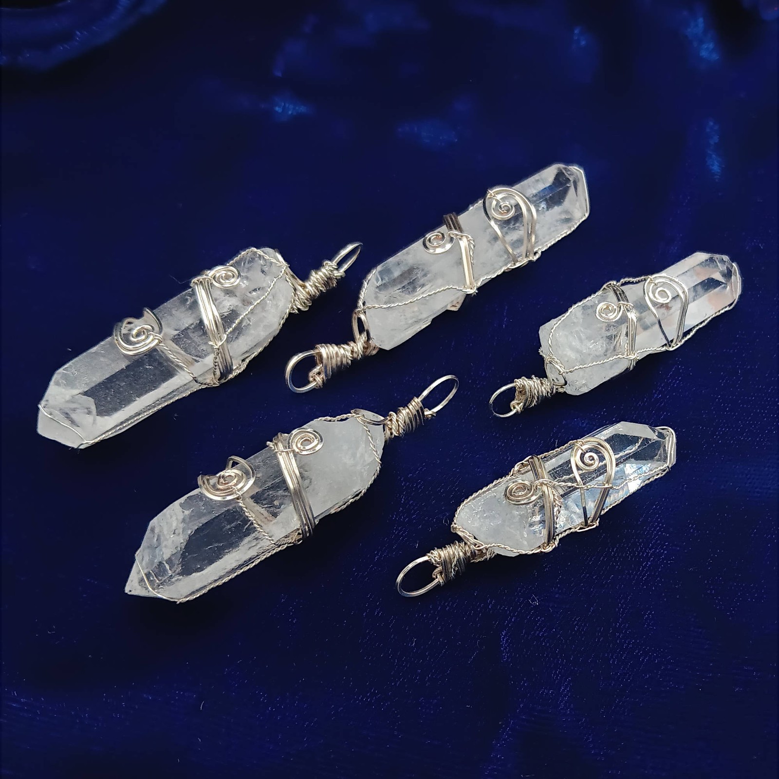 Raw Quartz Crystal Point Pendant ONLY – No Chain – Silver-Plated Wire Wrapped