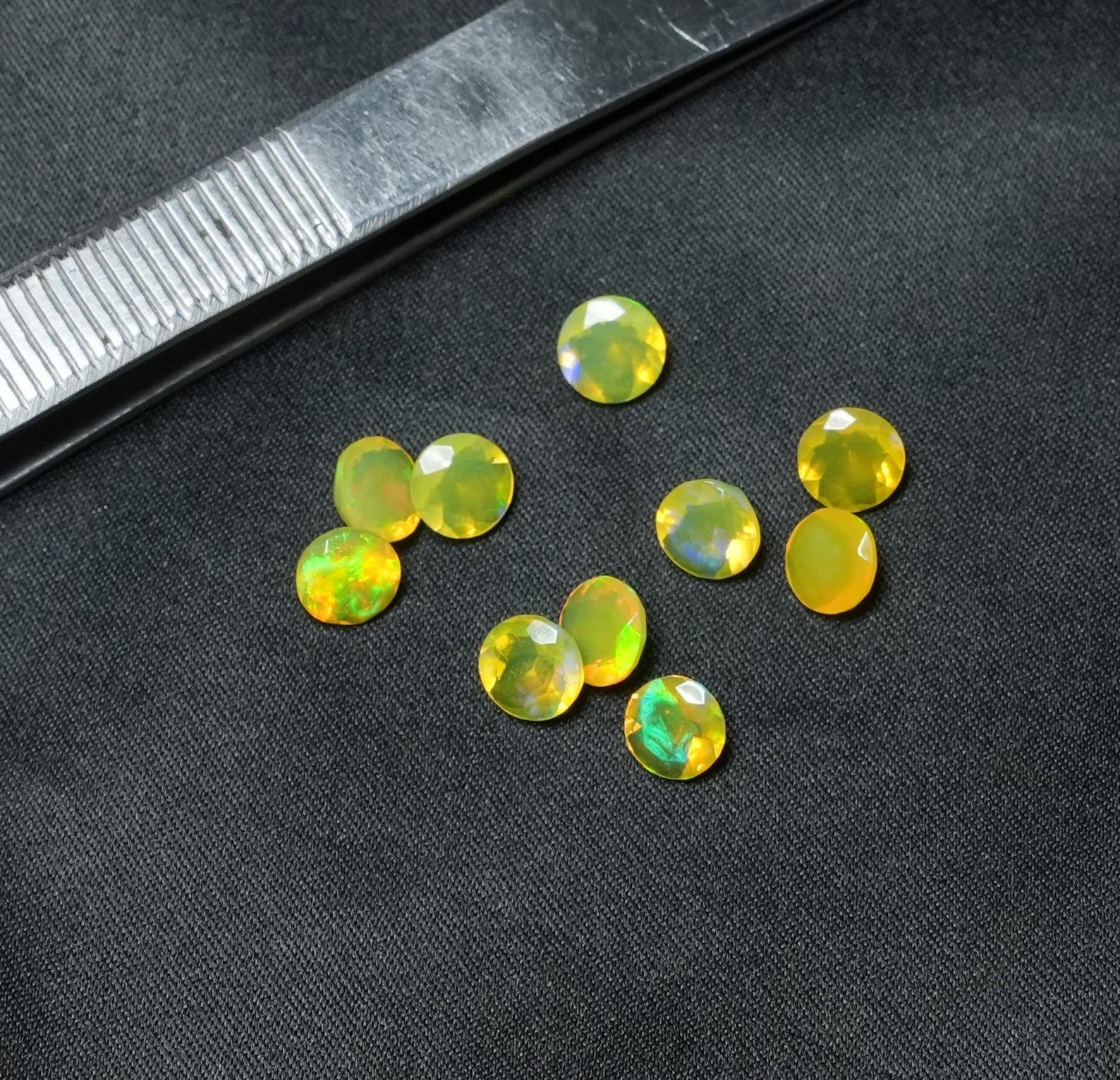 Natural Yellow Ethopian Opal Round Faceted Cut 3mm To 10mm Loose Gemstone