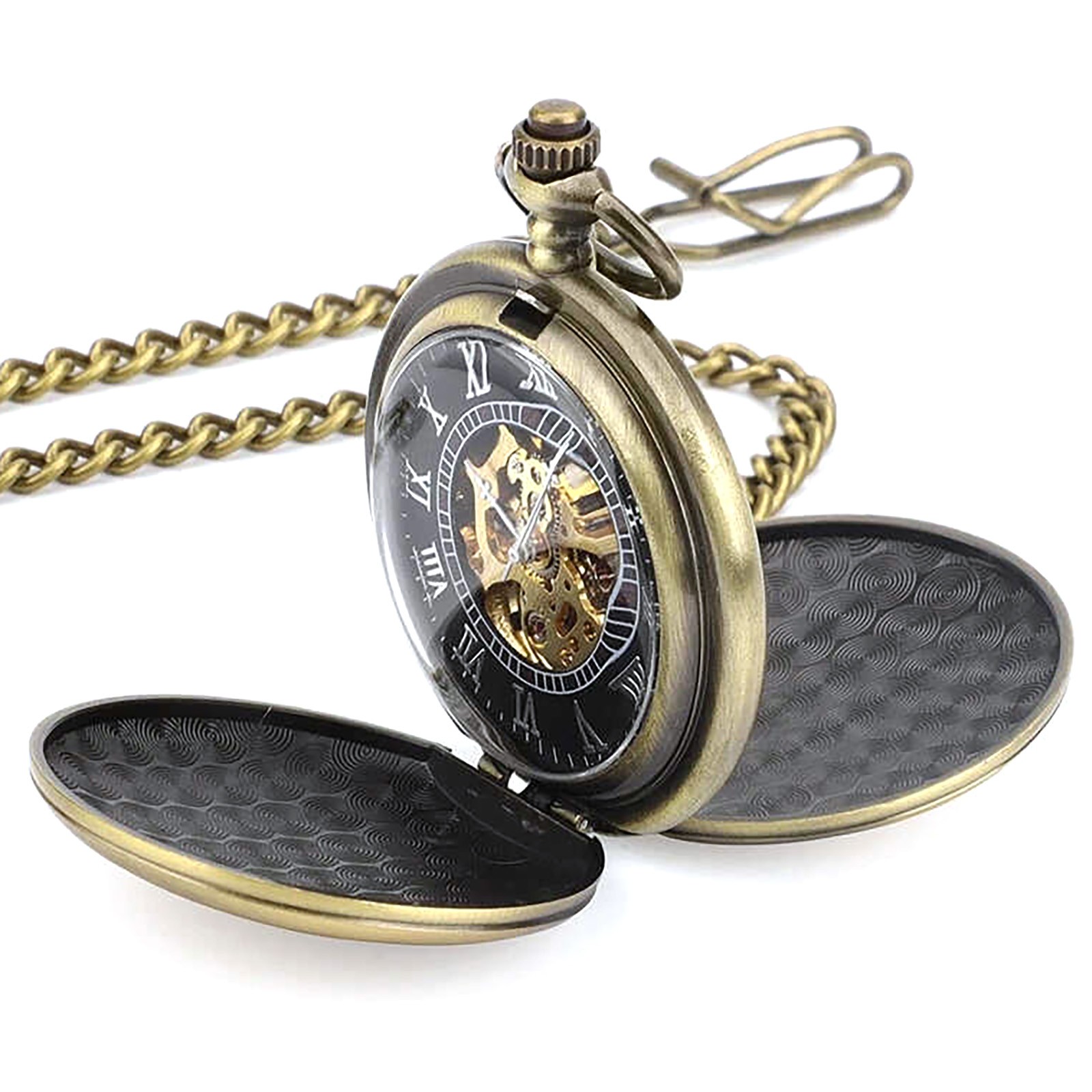 Portable Zinc Alloy Mechanical Vintage Pocket Watch Ideal Gift Men Christmas