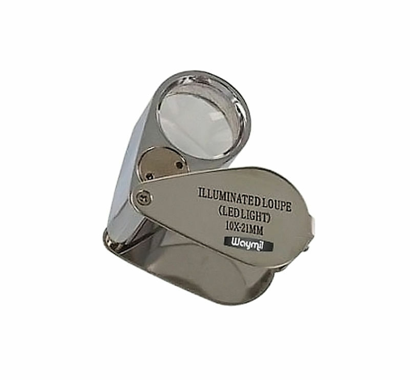 21 Mm Illuminated Magnifying Jewelers Loupe 10x With Two Lights Checking Gem