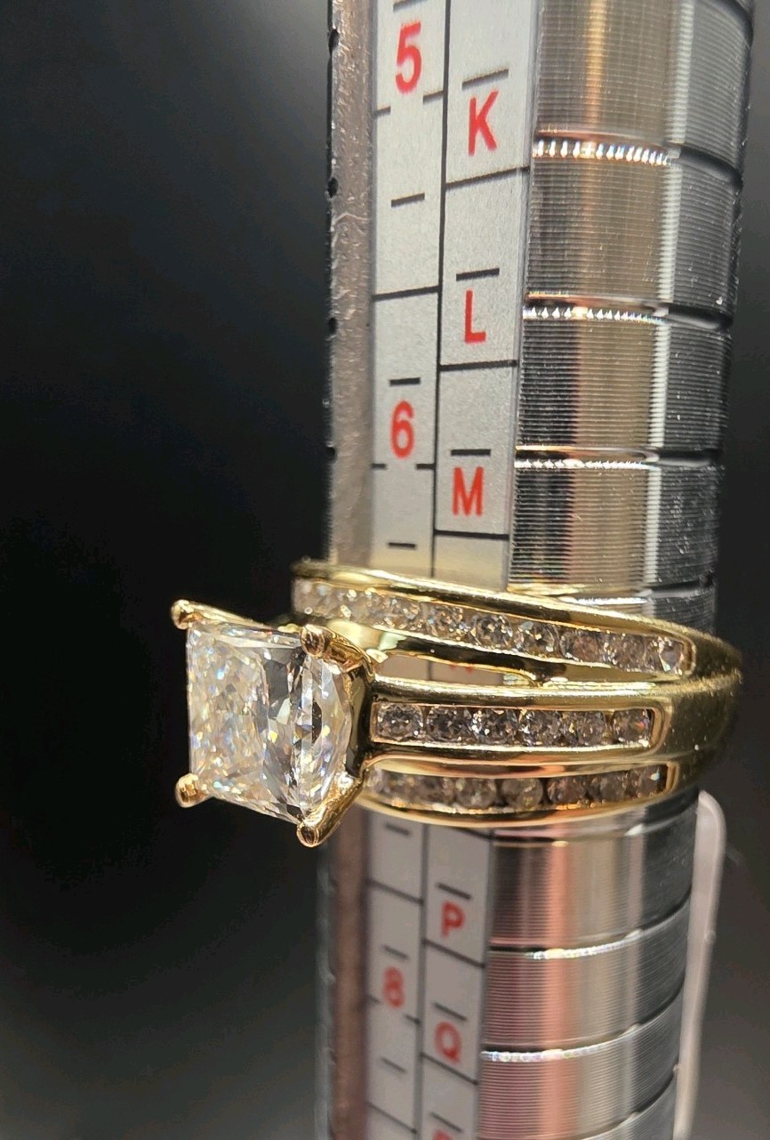 1.35 Carat IGI F-G VS1-VS2 Lab Diamond Ring w/CZ Accents 10K YG Approx. Sz 6.75