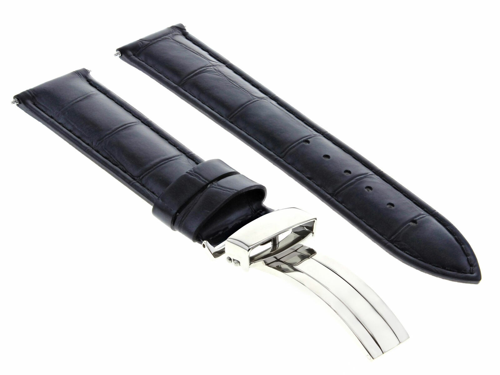 17-24MM LEATHER WATCH BAND STRAP FOR CARTIER TANK FRANCAISE DEPLOYMENT CLASP