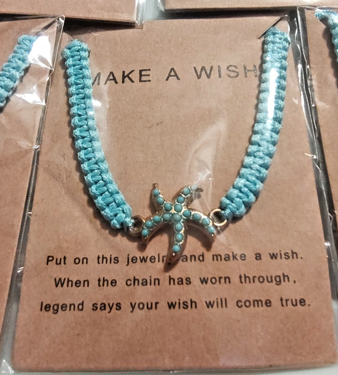 Make A Wish Turquois Beach Themed Bracelets- 5 Individually Wrapped