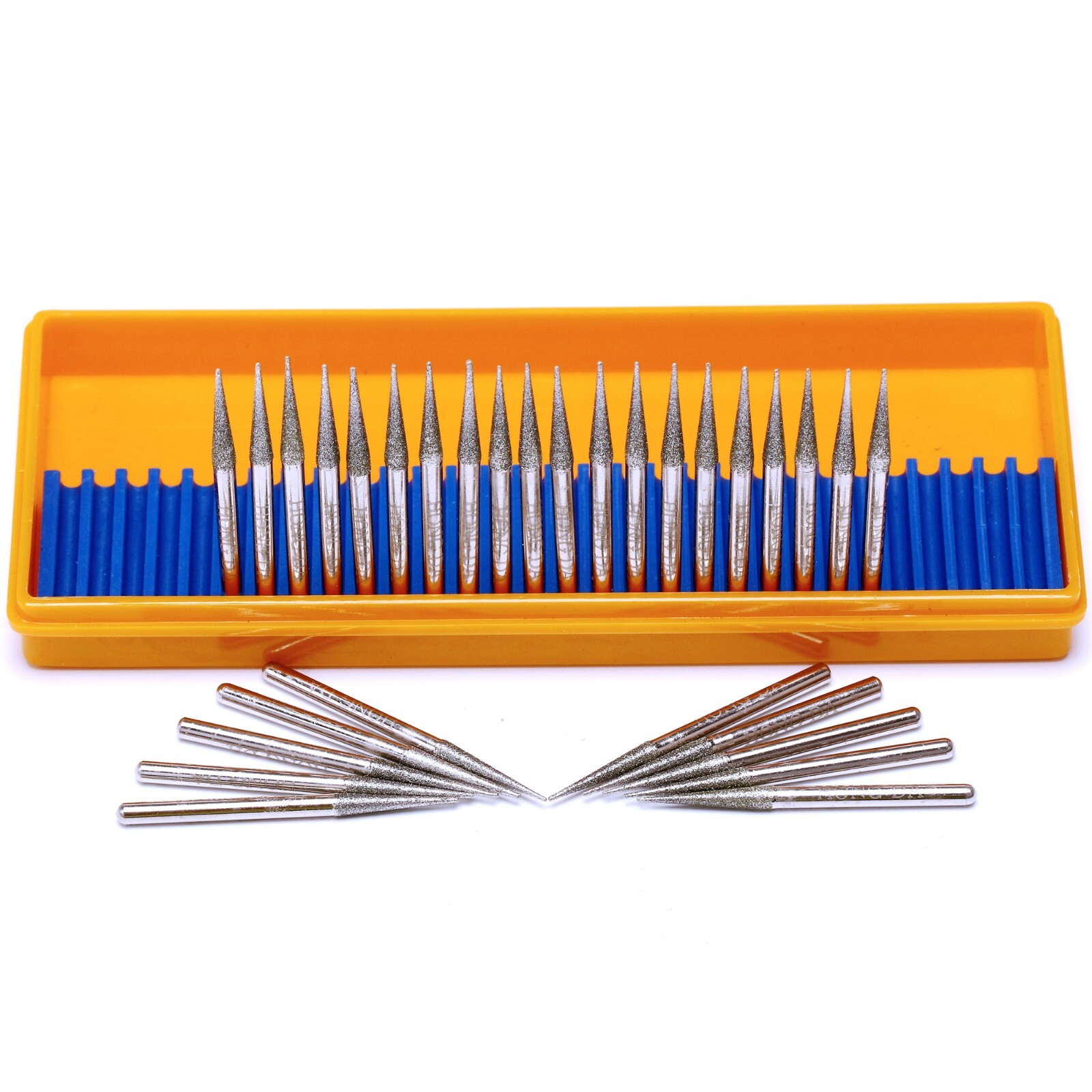 30Pcs 3.2mm Tapered Point Diamond Grinding Bit 1/8″ Cone Rotary Burrs for Dremel