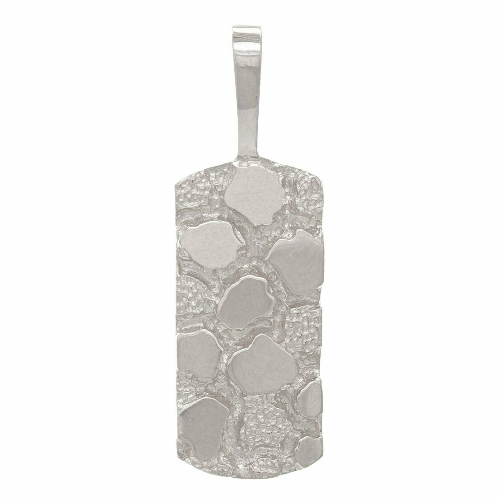 14k White Gold Rectangle Nugget Charm Pendant 3.2 grams