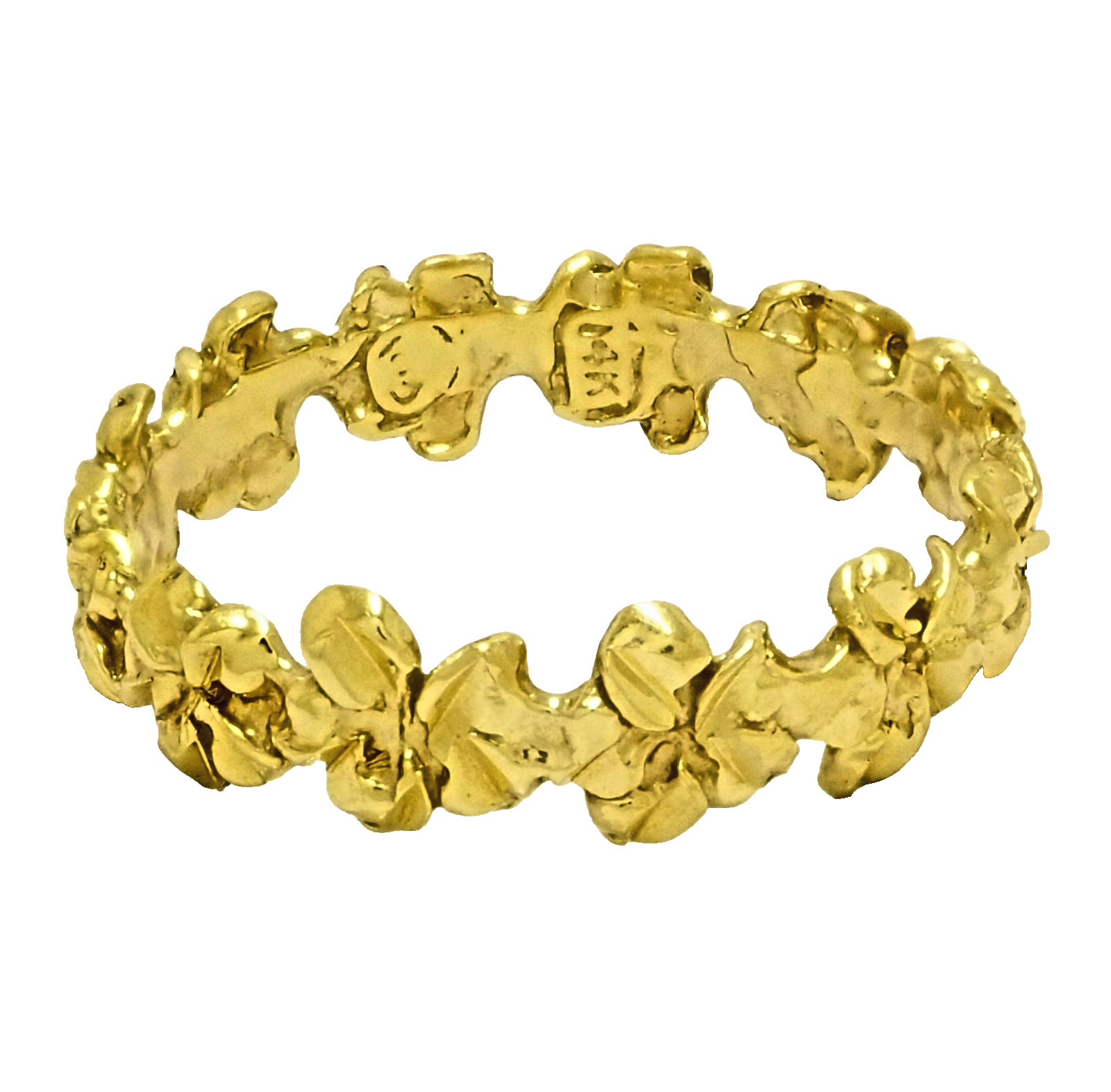 Size 5 Hawaiian Plumeria Lei Solid 14K Yellow Gold Women’s Ring 4.3 mm Handmade