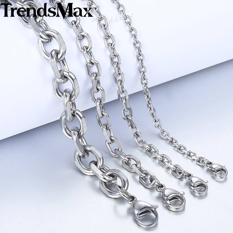 3/4/6/10mm Rolo Cable Link Women Mens Chain Stainless Steel Bracelet 7-10 inches