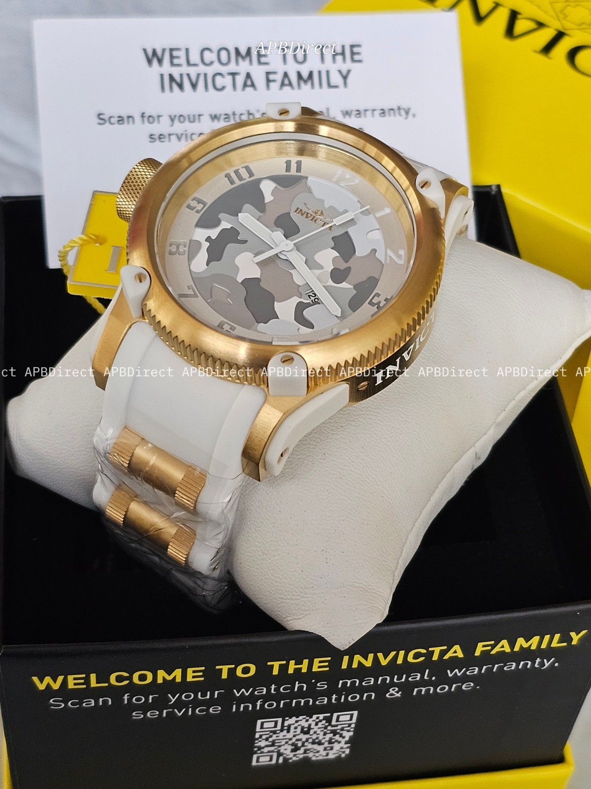 Invicta – ARCTIC WHITE CAMO Edition – Gold – Russian Diver – Quartz – mens watch