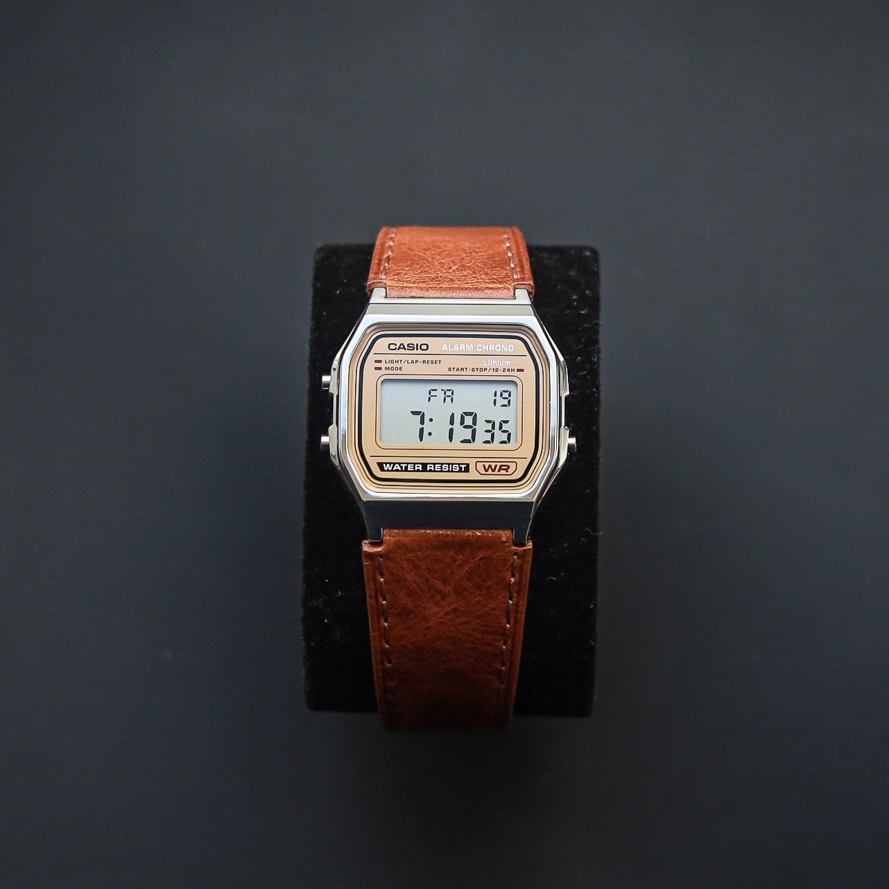 Casio A158 With Custom Brown Leather Strap: Brand new with box and papers