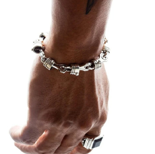 Excellent Solid 935 Argentium Silver Men’s Gorgeous Motorcycle Piston Bracelet