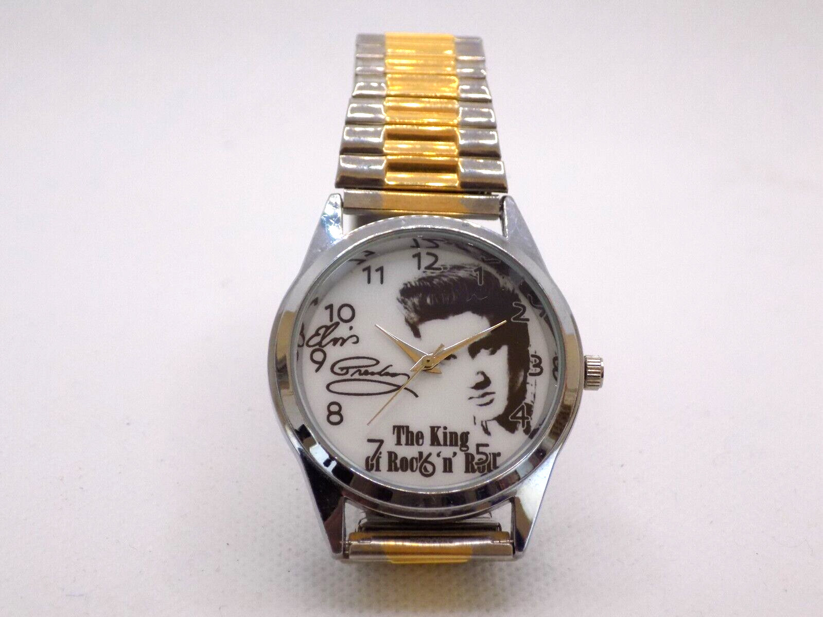 Vintage ELVIS PRASLEY The King of Rock’n Roll Stretch Band Flexible Strap Watch