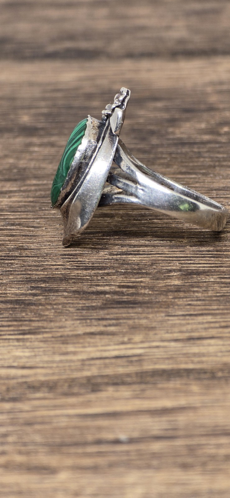 Sterling Silver Native American Style Malachite Ring-unidentified Maker’s Mark