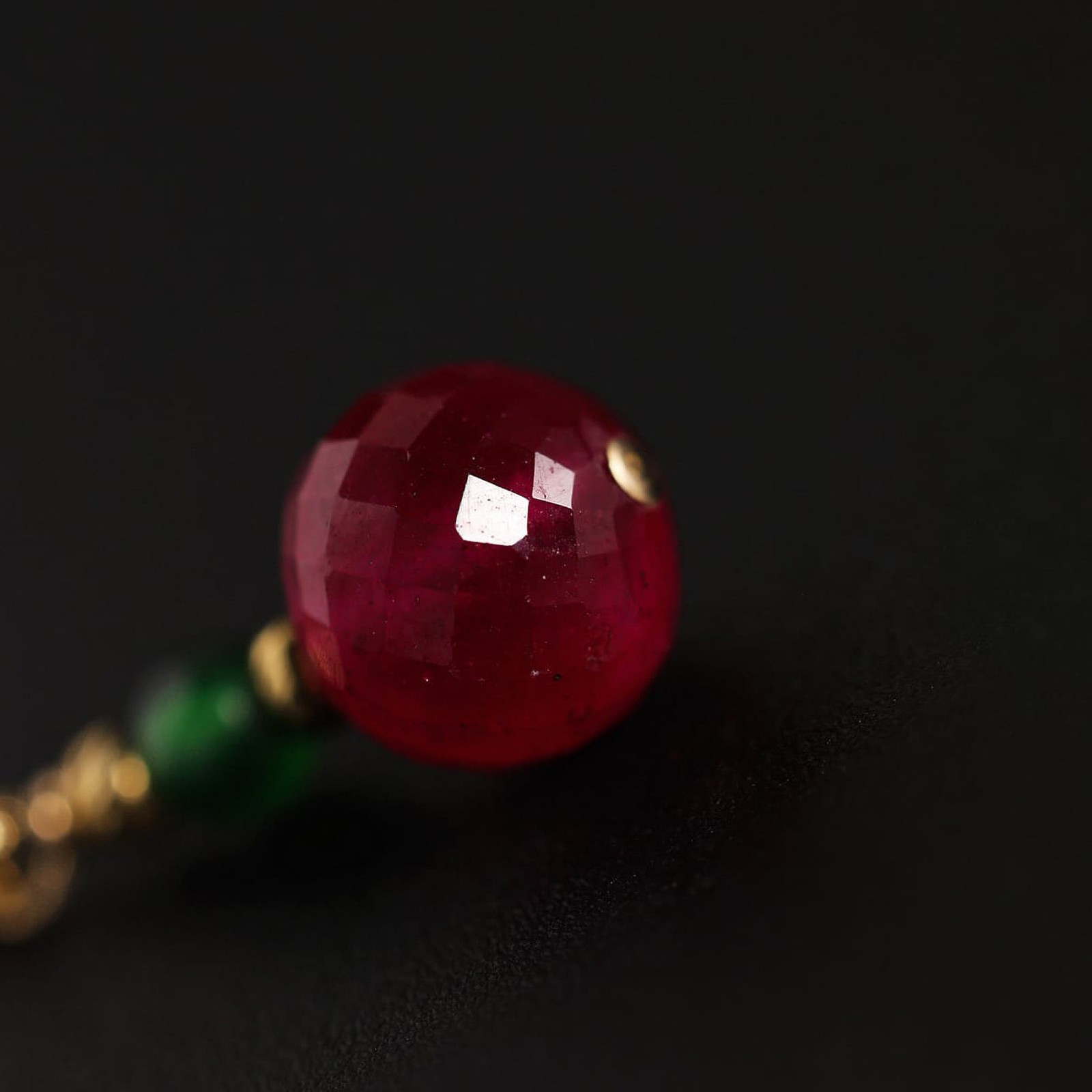 18K Gold Ruby Jadeite Pendant, Red & Green Charm Necklace, Fine Jewelry Gift