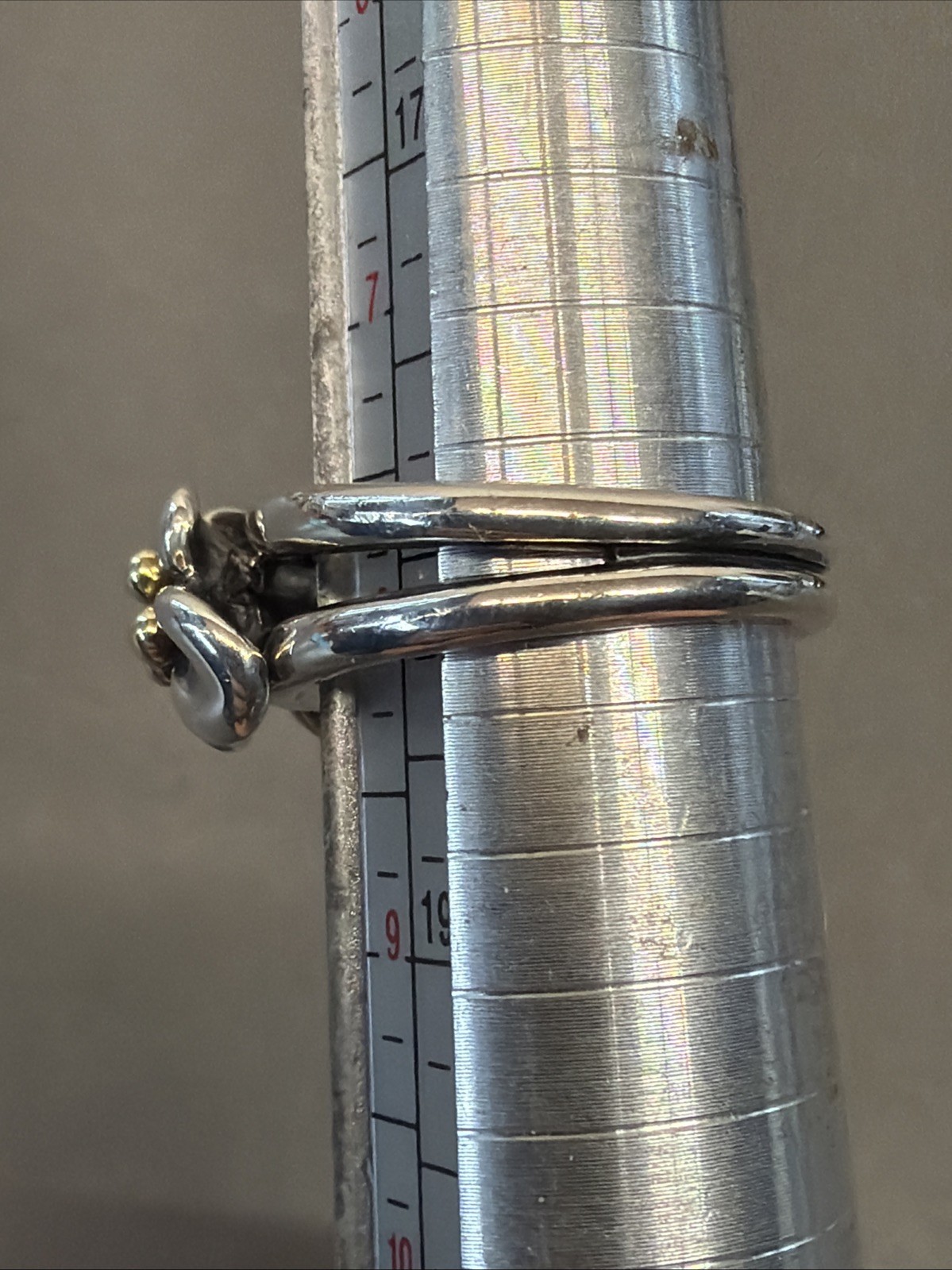 Ann King Sterling Silver 18K Gold Double Flower Ring Band Sz 8 A134