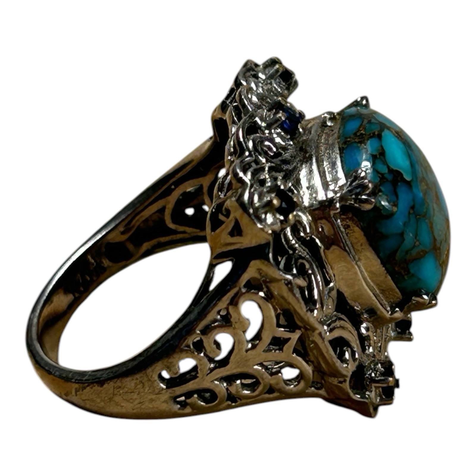Copper Turquoise Ring Sterling Silver 925 Karis STS Size 7.5