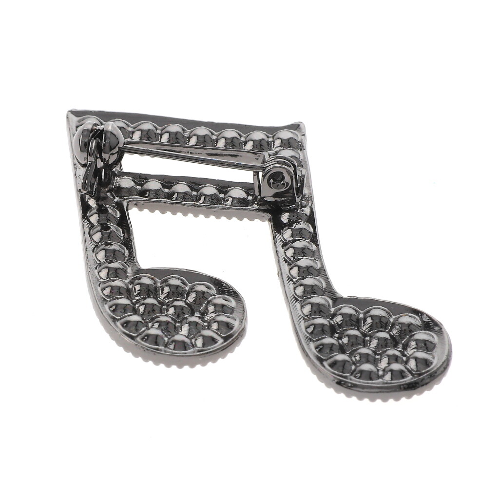 Hermatite Tone Metal Crystal Music Note Brooch P1511-HBD