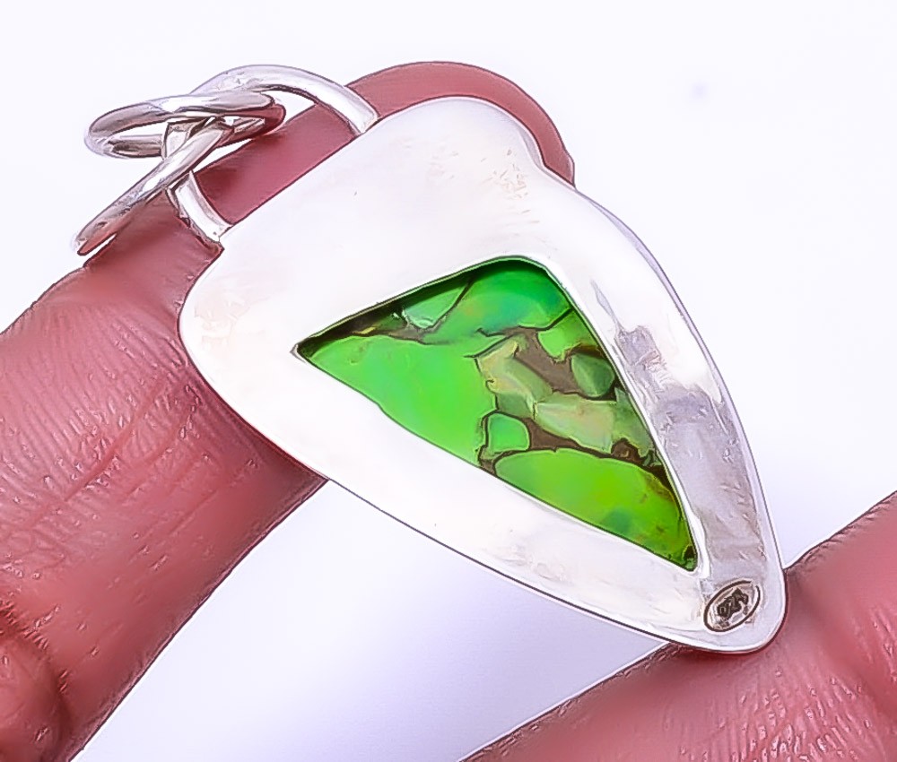 Copper Green Turquoise Gemstone 925 Sterling Silver Handmade Pendant 1.95″ A330