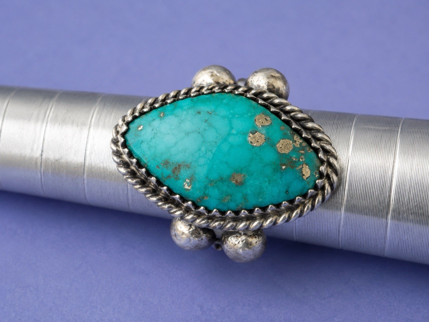Antique 1920s Navajo .925 Sterling Silver Natural Turquoise Native American Ring
