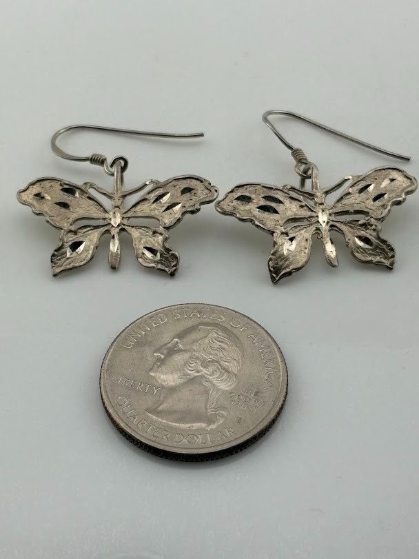 925 STERLING SILVER DIAMOND CUT BUTTERFLY EARRINGS 1.25″ CHANGE GROWTH 2886