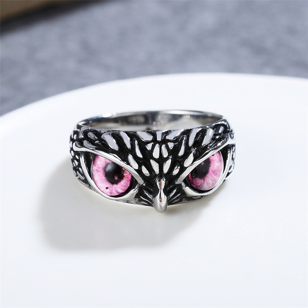 Eye Owl Finger Ring Men Women Retro Animal Stainless Steel Teen Boy Girl Jewelry