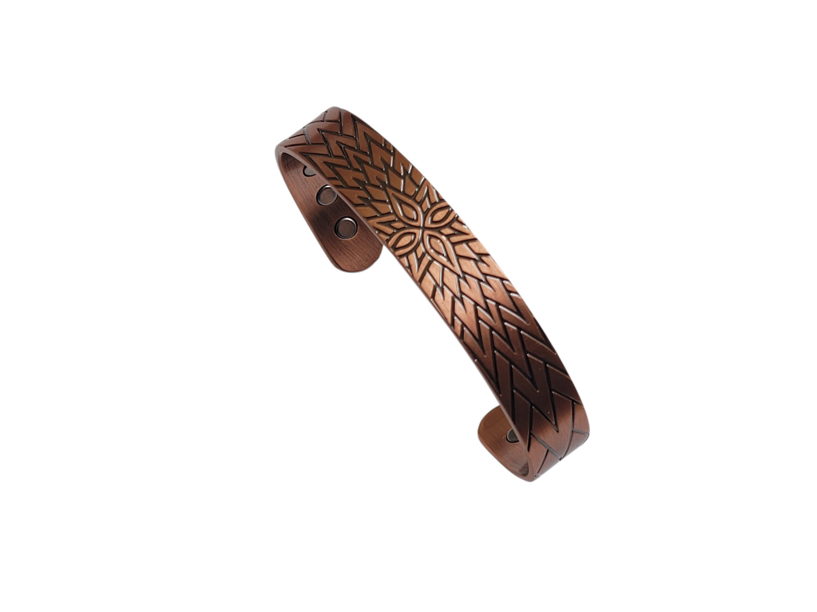 Artisan Pure Solid Copper Magnetic Bracelet Arthritis Therapy Cuff Flower