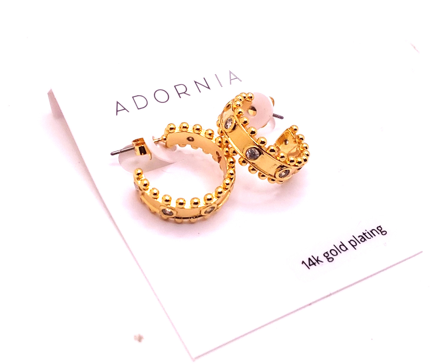 Adornia Beautiful Bezel 14k Gold Plated Open Hoop Earrings