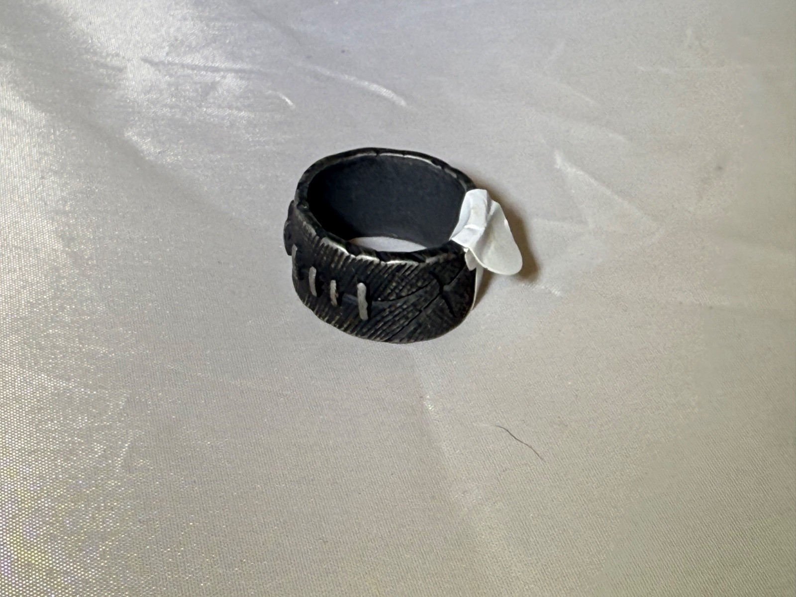 Stainless Steel Black Stitch Band Ring – Biker Gothic Style – Multiple Sizes