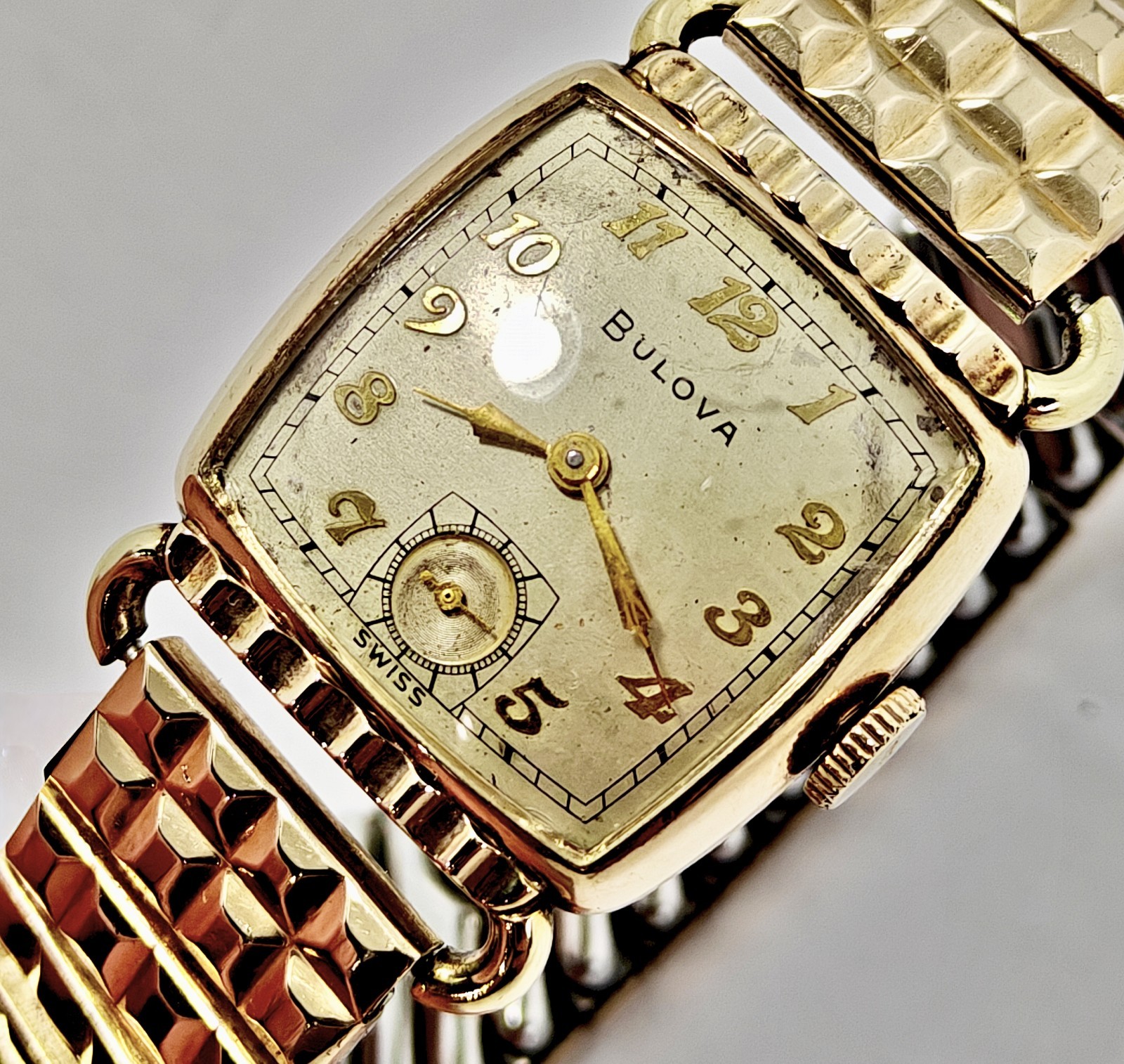 Vintage 1950 Bulova Director Men’s Watch 10BC 15J Gold Filled Speidel Bracelet