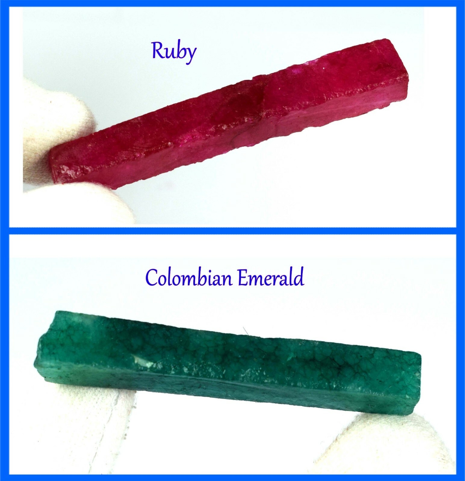 Natural 120 Ct Ruby & Colombian Emerald Gemstone Slice Rough Pair GH116