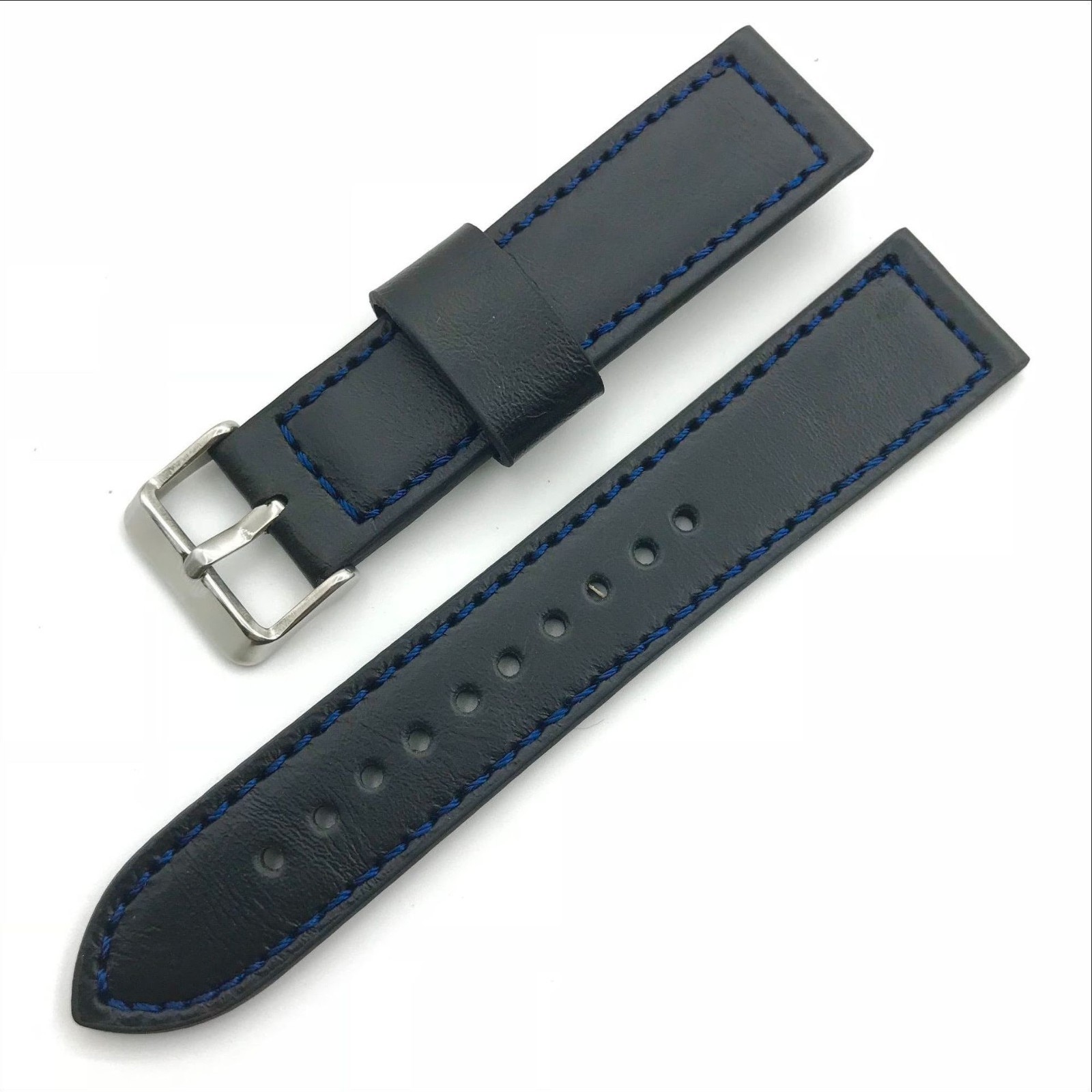 WHOLESALE Lot 6pcs Black Cow Leather Watch Strap Band 18/20/22/24mm (CH)