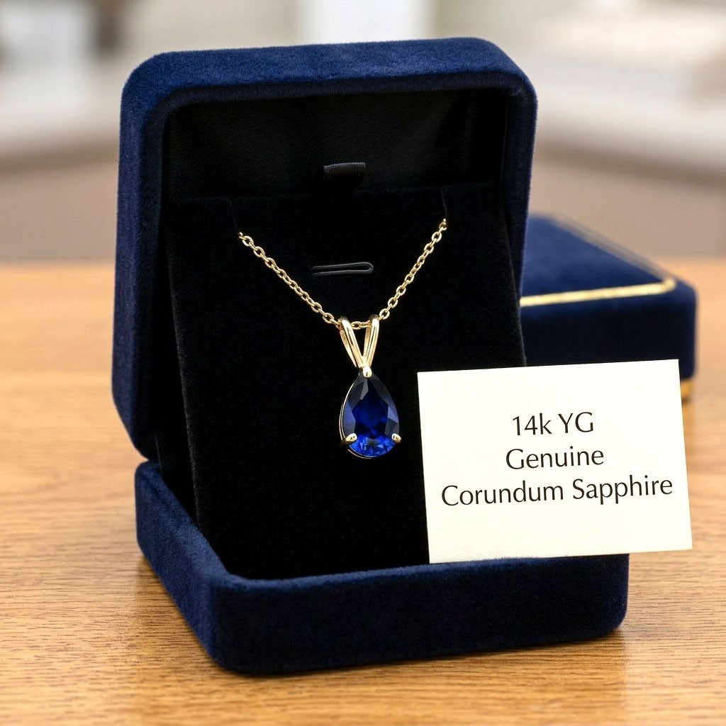 GENUINE 2.19 Cts BLUE SAPPHIRE PENDANT 14K GOLD – Free Appraisal – MADE IN USA