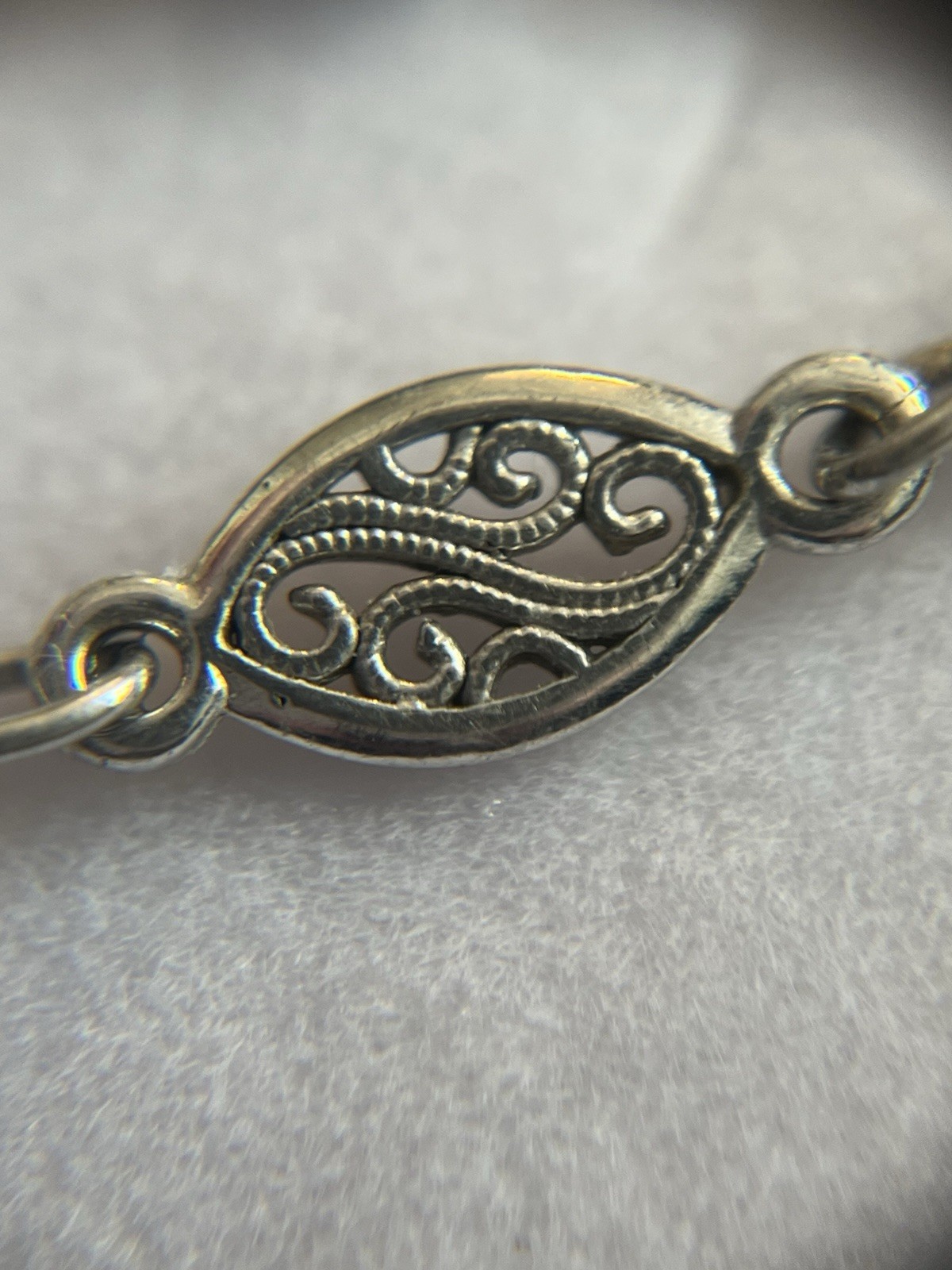 Vintage Design Sterling Marquise/Mariner Linked Anklet 10” Length 925 Silver
