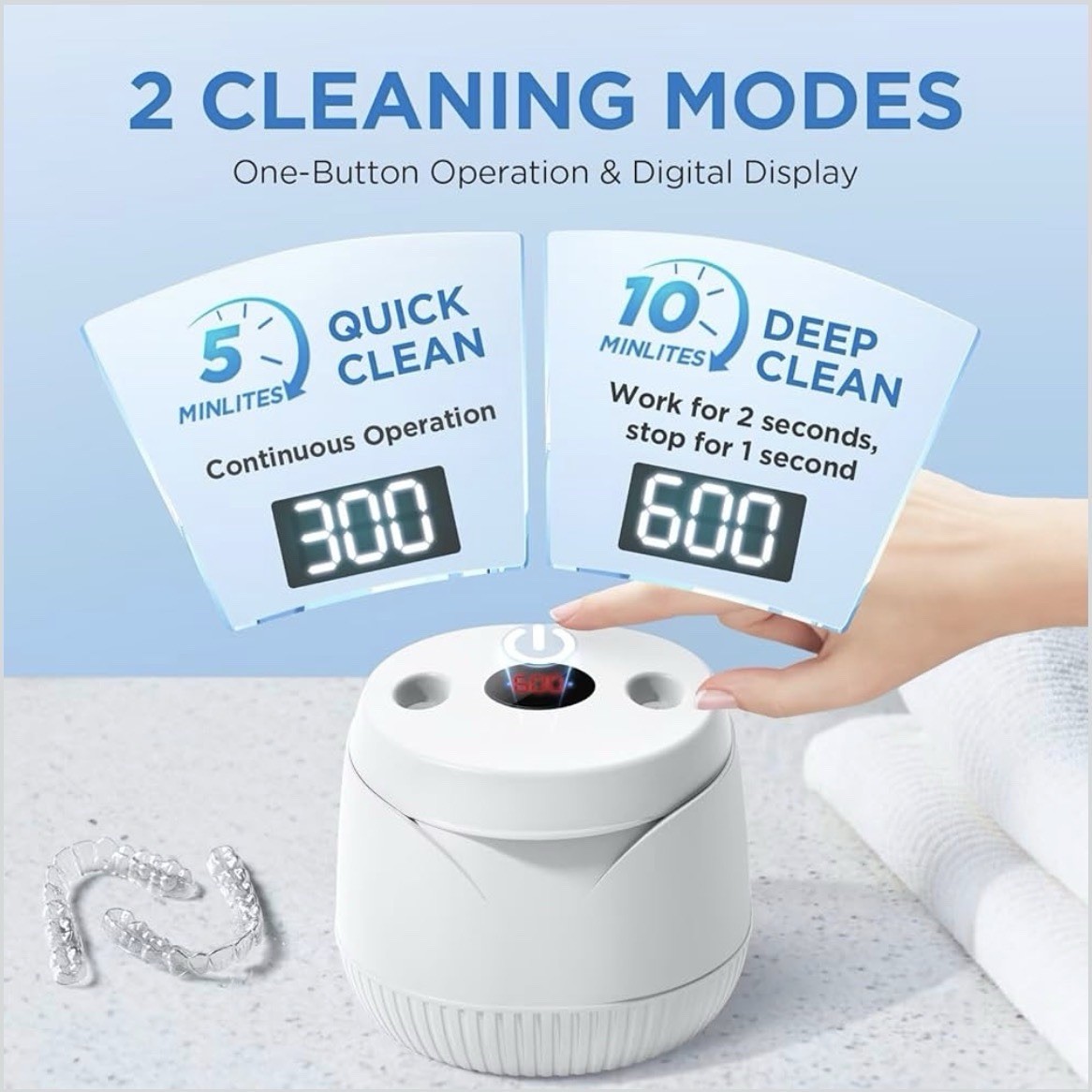 Ultrasonic Dental Retainer Cleaner 45kHz Professional Cleaner Jewelry Denture US