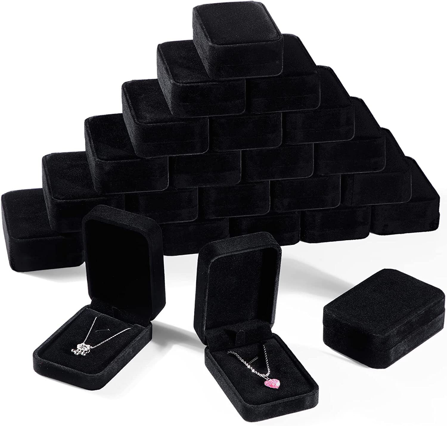High Quality Black Velvet Necklace Pendant Gift Box Case Jewelry Display