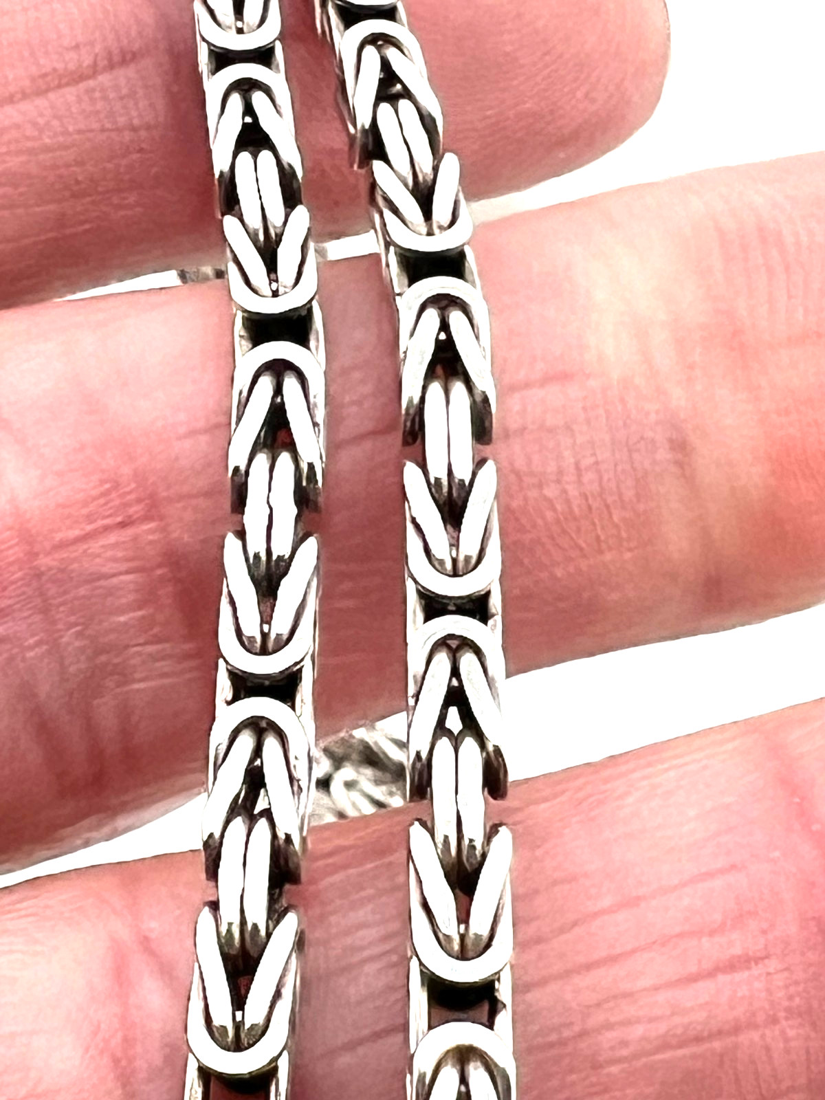 Byzantine chain necklace 925 Sterling silver square chain 24″ long solid 32.9g