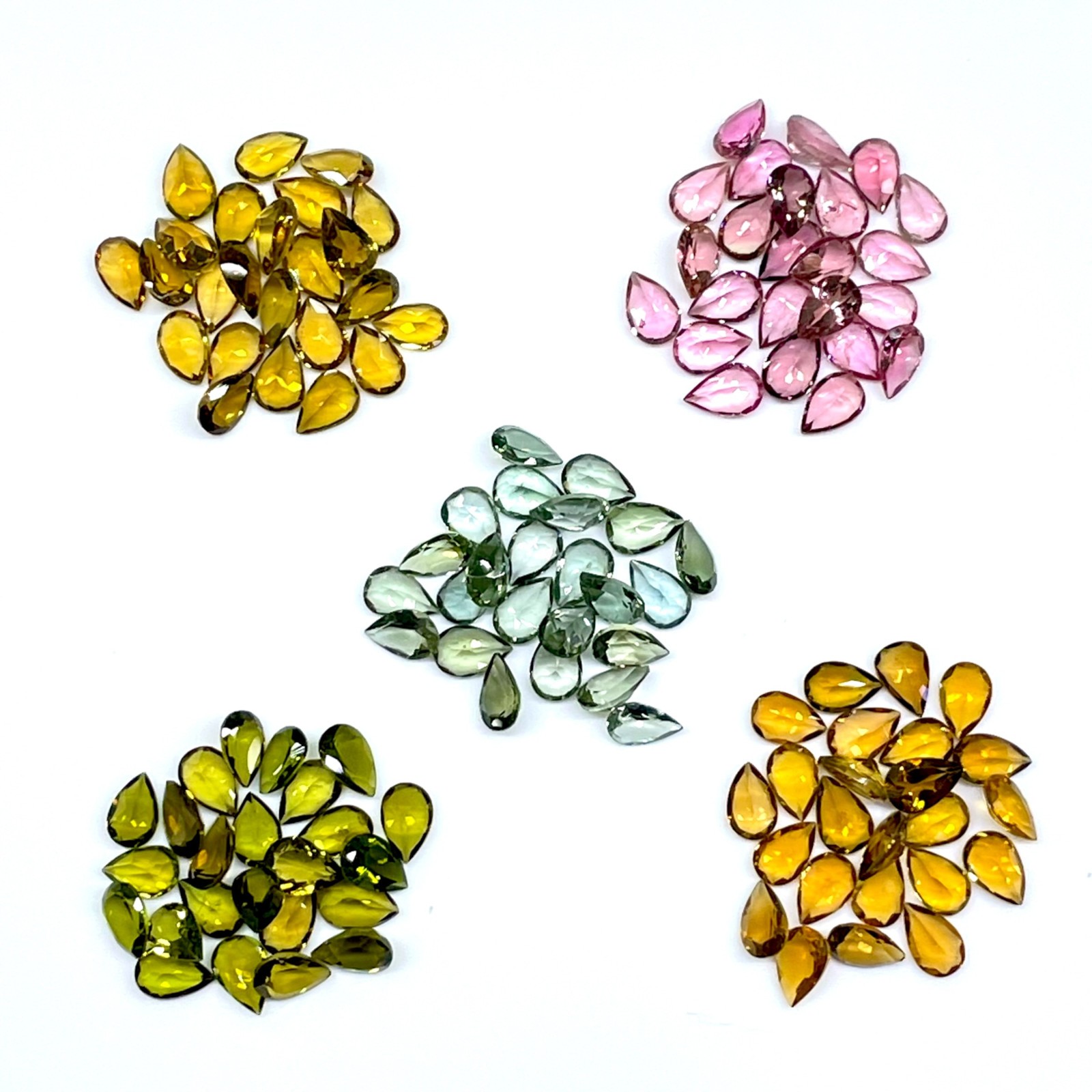 VVS 15 Pcs Natural Multi Tourmaline 6x4mm Pear Cut Loose Untreated Gemstones Lot