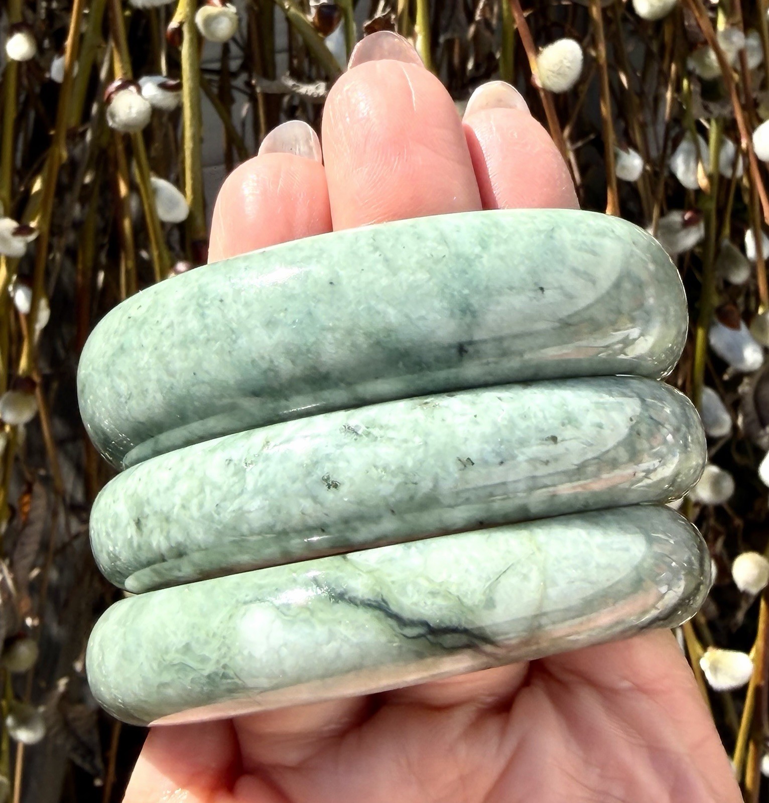 Wholesale Lot 3 Pcs Natural Burma Jade Bangle Crystal healing energy