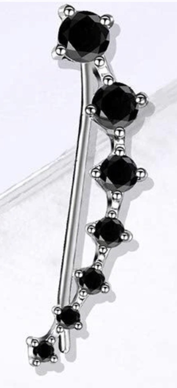 Black Diamond Climbers Cuff Wrap Cubic Zirconia 925 Sterling Silver Fashion S…