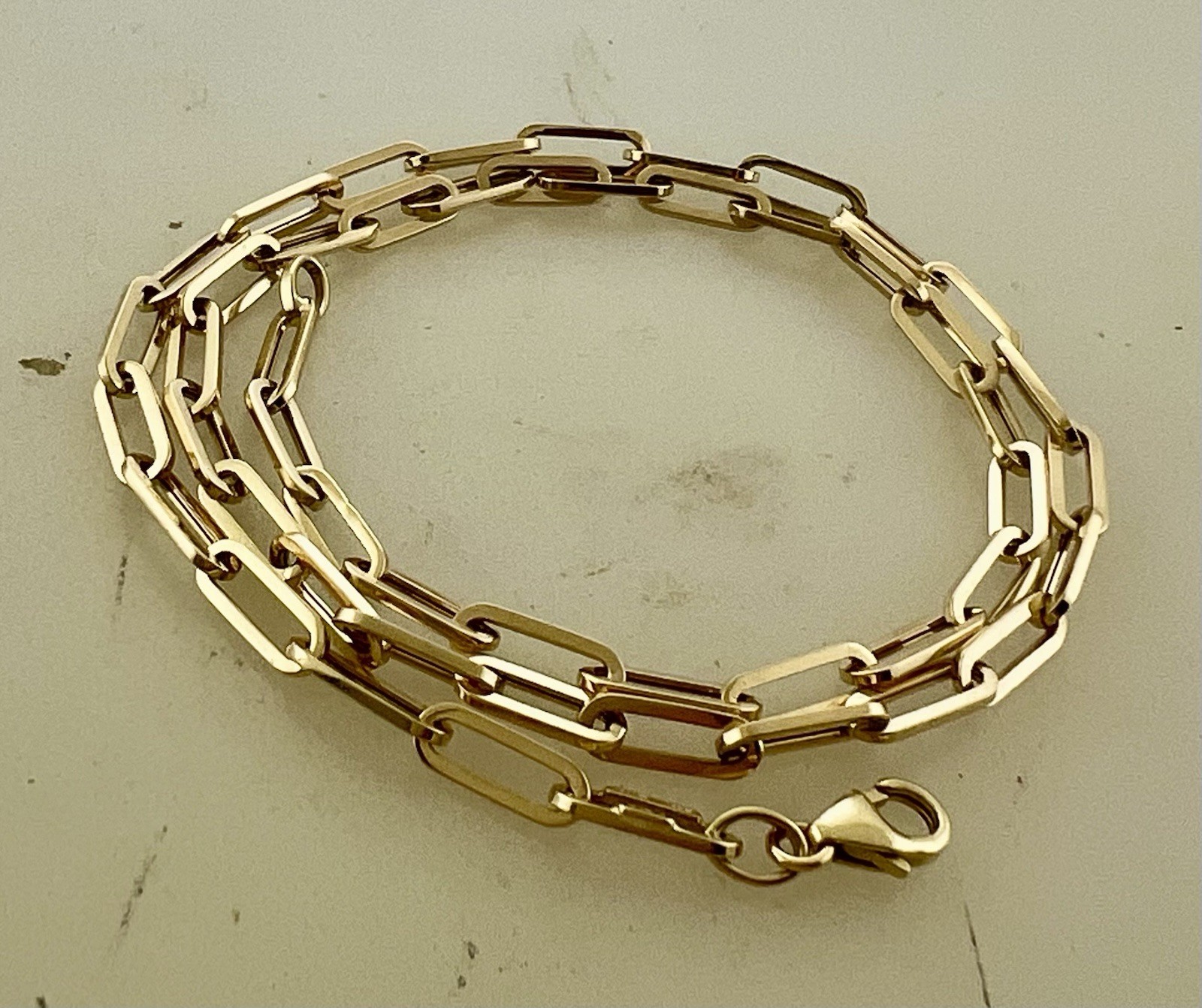 14k Yellow Gold Hollow Paperclip Women’s 16″ Inch Chain