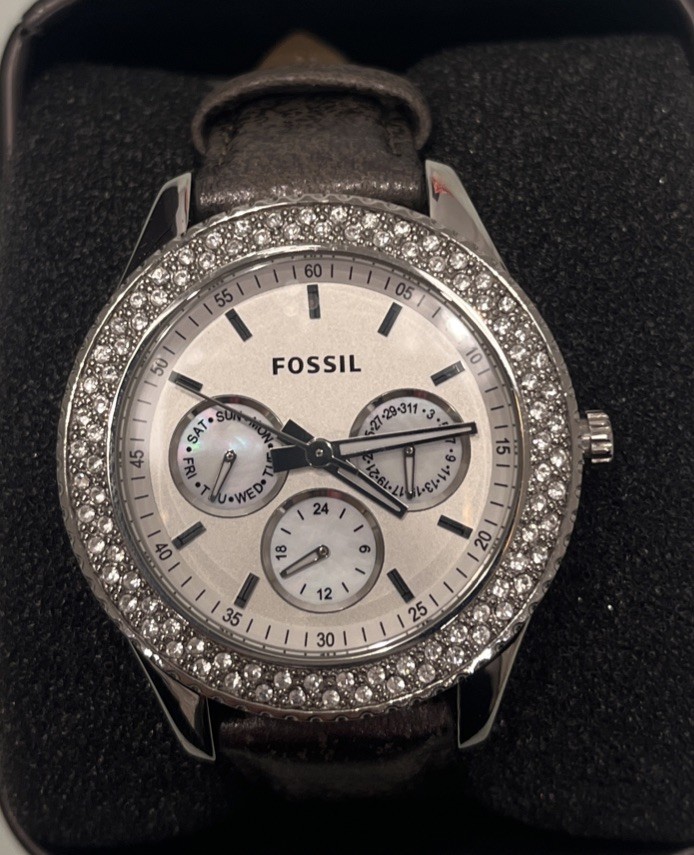 Fossil ES2995 Grey Leather Chronograph Watch