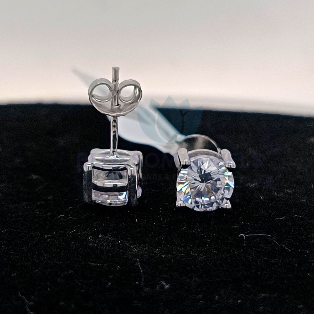 2.00 Ct Round Lab Grown/CVD Diamond Daily Wear Earring 14K White Gold Plated