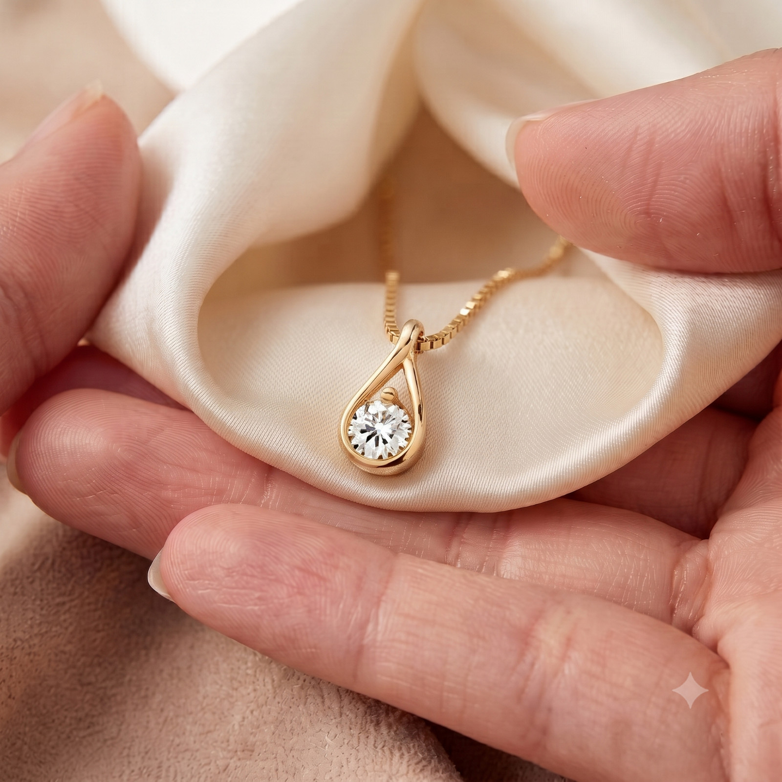 Round Cut Solitaire Moissanite Diamond Pendant 14K Solid Yellow Gold For Women’s