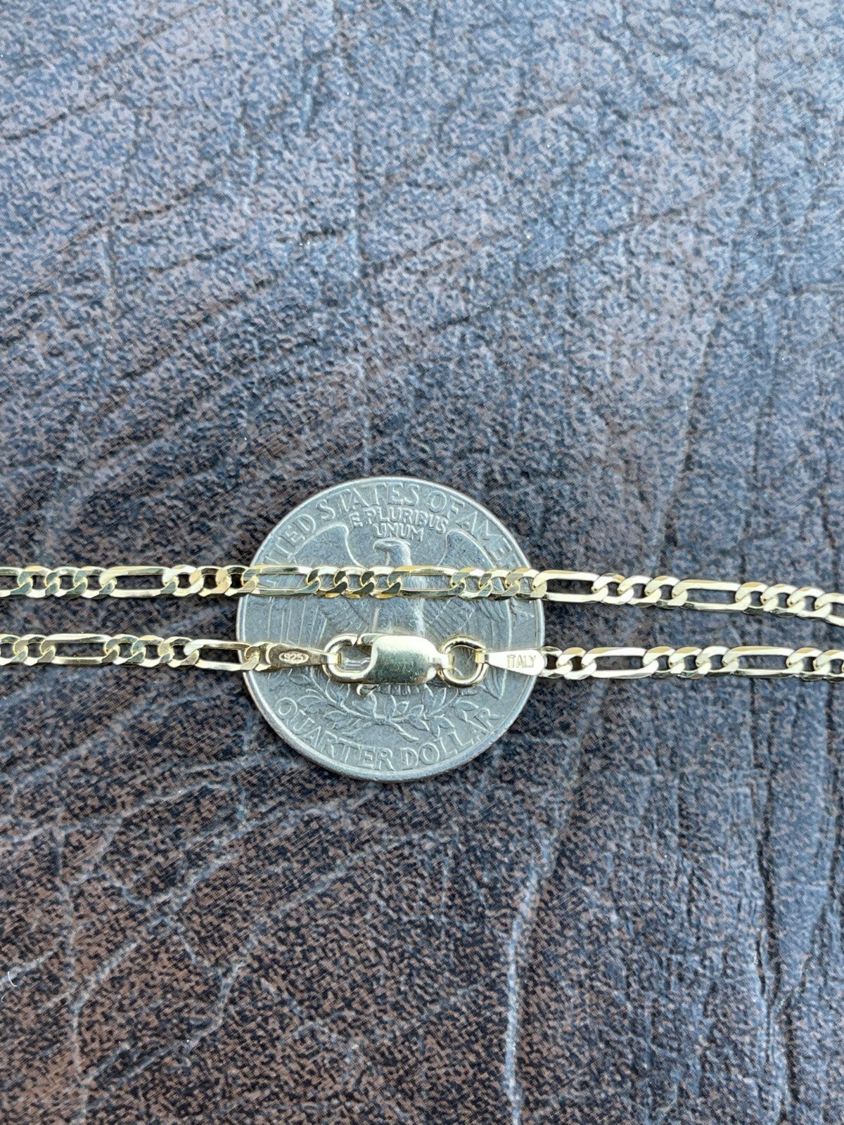 14k Gold Plated Solid 925 Sterling Silver Figaro Chain Necklace Mens Ladies Flat