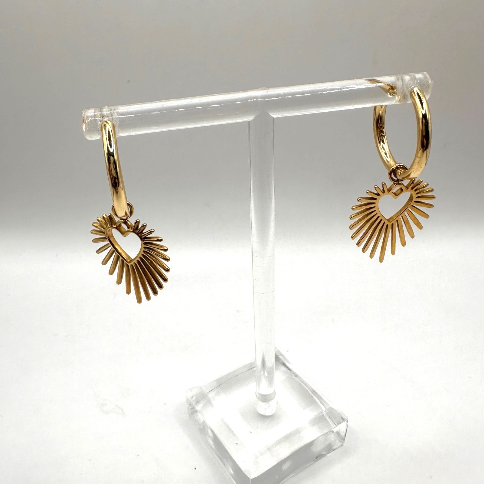 Gold Vermeil Heart Hoop S 925 Dagle Earring Abstract Contemporary Jewelry