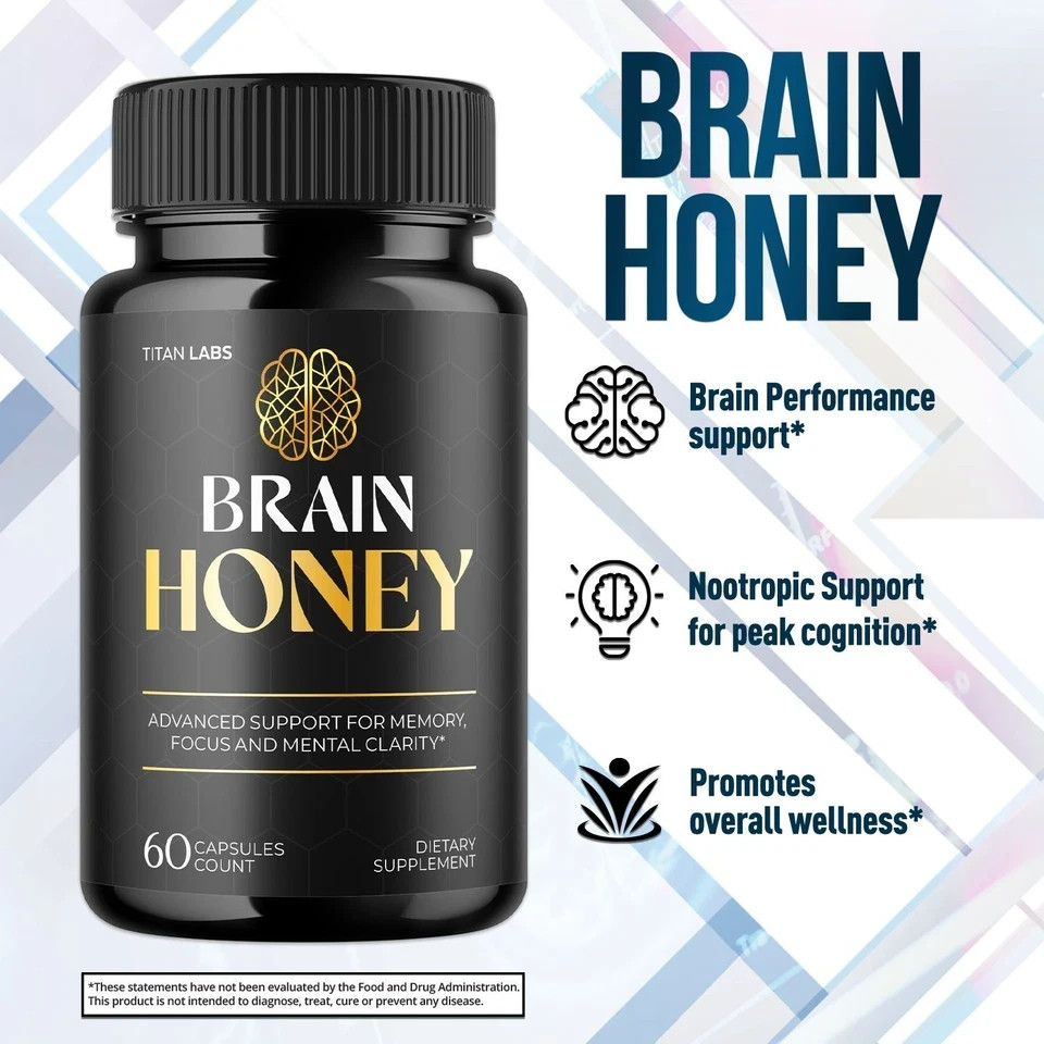 (2 Pack) Brain Honey Nootropic Natural Brain Supplement Brain Honey 120 Capsules